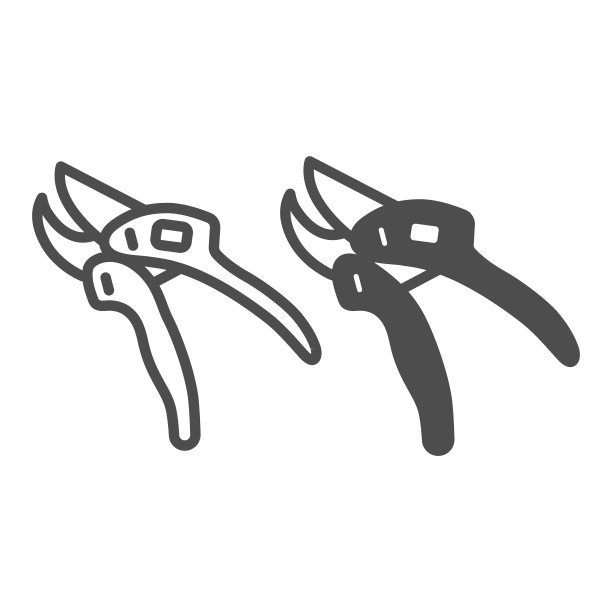 花园修剪器，修剪工具线和固体图标，园艺概念，修剪剪切矢量符号在白色背景上，轮廓风格图标的移动概念和网页设计。矢量图形。图片下载