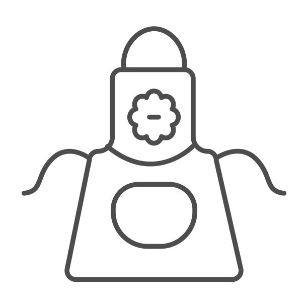 围裙与花和口袋细线图标，园艺概念，园艺围裙矢量标志上的白色背景，轮廓风格图标的移动概念和网页设计。矢量图形。图片下载