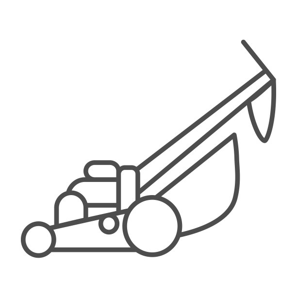 割草机，割草机细线图标，园艺概念，推割草机矢量标志在白色背景上，轮廓风格图标为移动概念和网页设计。矢量图形。图片下载