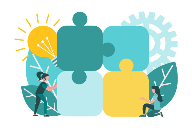 团队合作猜谜头脑风暴合作图片下载