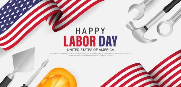 美国劳动节快乐横幅模板设计图片下载