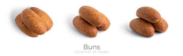 白色背景下的小圆面包。面包孤立图片下载