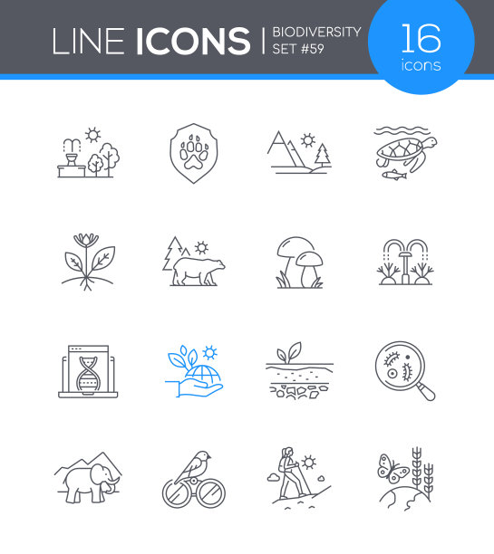 生物多样性-现代线条设计风格图标集图片下载