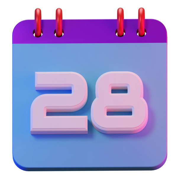 3D渲染孤立的符号日历28天的每日提醒或计划图片下载