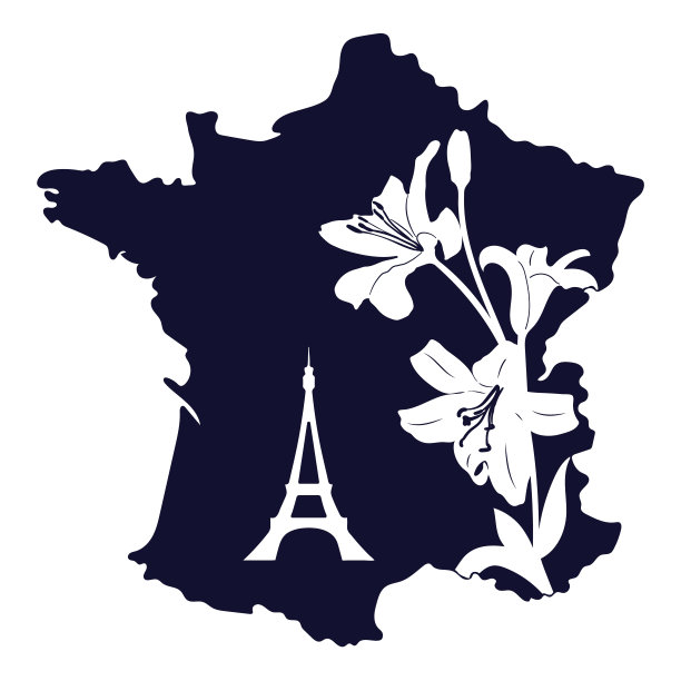 法国百合和埃菲尔铁塔的模板地图。切割和升华文件图片下载