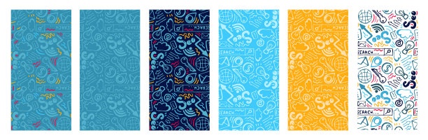 一套不同颜色的无缝图案图片下载