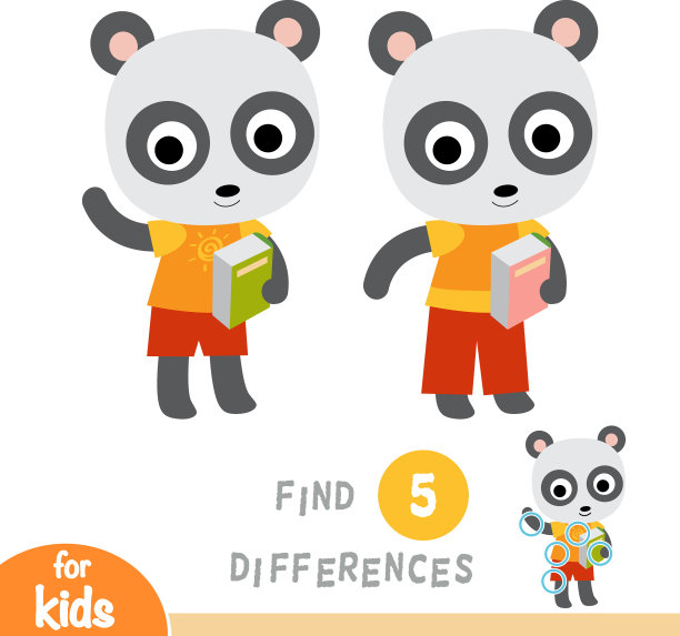找出熊猫和小朋友的不同之处图片下载