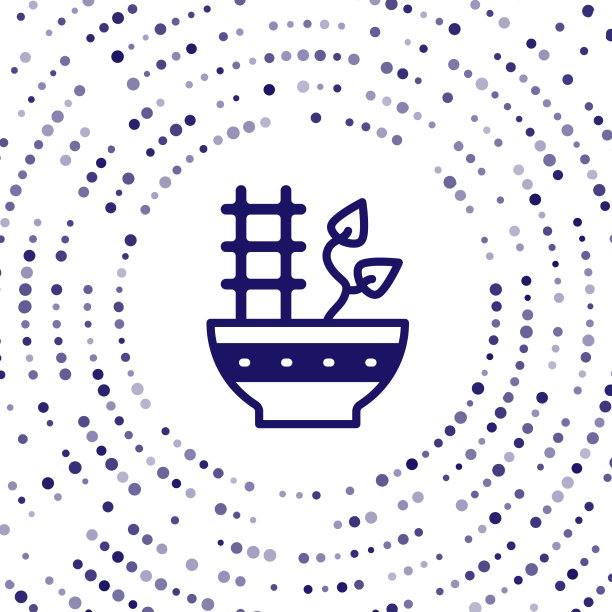 蓝色植物在花盆图标孤立在白色图片下载