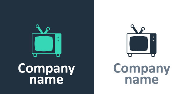 标志类型复古电视图标孤立在白色图片下载