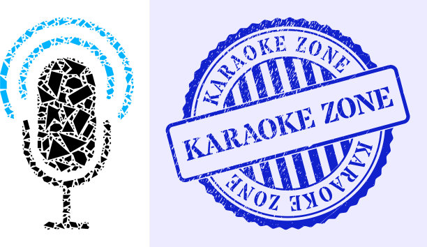 片段马赛克麦克风图标与卡拉ok区图片下载