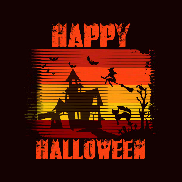 快乐万圣节现代印刷t恤设计图片下载