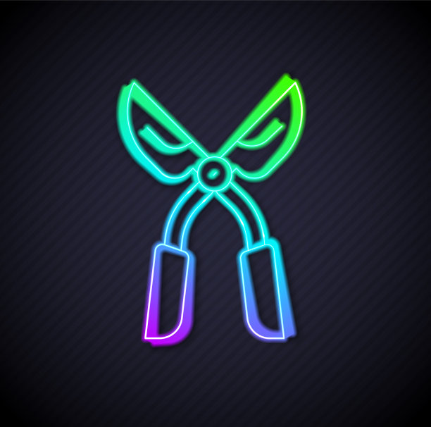 发光的霓虹灯线园艺手工剪刀图片下载
