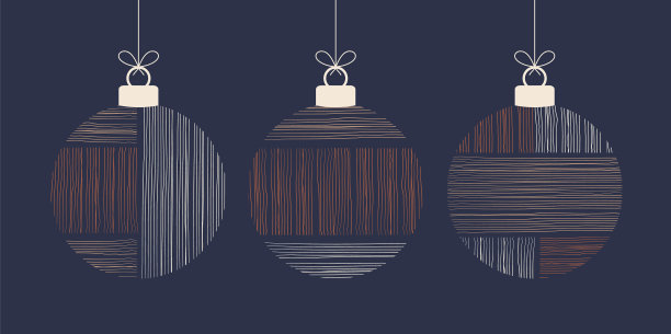 涂鸦波西米亚圣诞概念球集图片下载