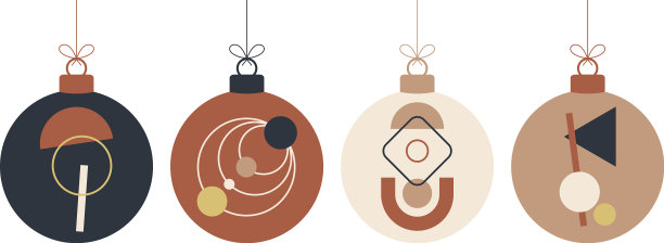 涂鸦波西米亚圣诞概念球集图片下载