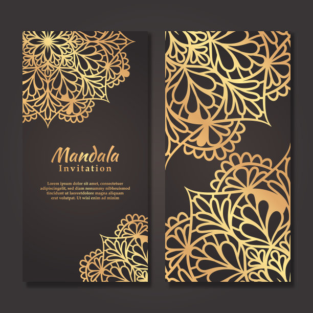 豪华的婚礼请柬与黄金曼荼罗图片下载