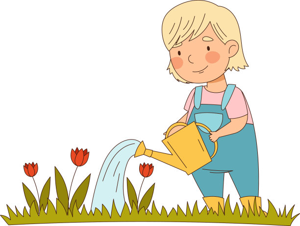 微笑的小女孩喜欢夏天的园艺图片下载