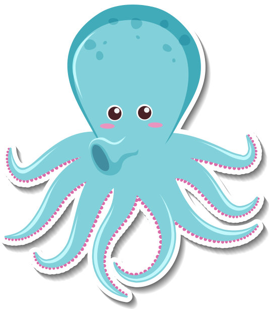 可爱的章鱼卡通人物贴纸图片下载