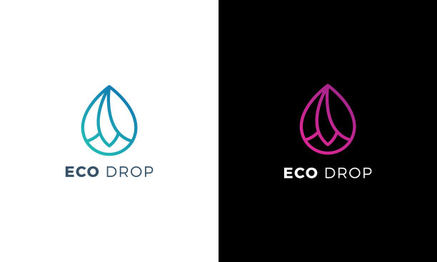 生态滴简单和线条艺术标志图片下载