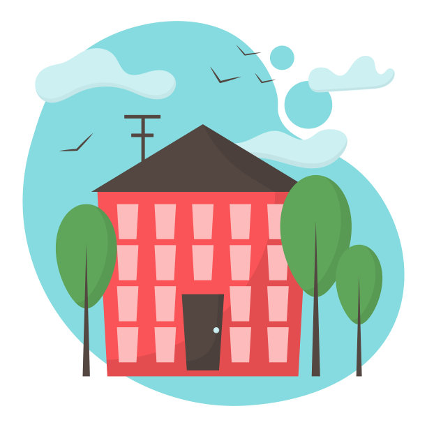 建筑物正面一建筑物是红色的图片下载