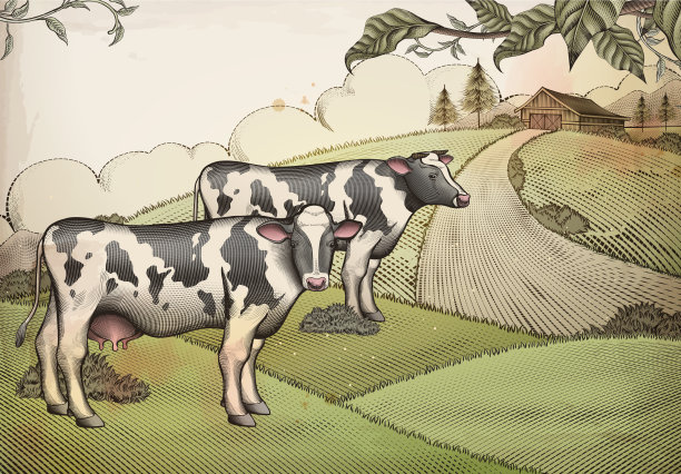 雕刻风格农场背景图片下载