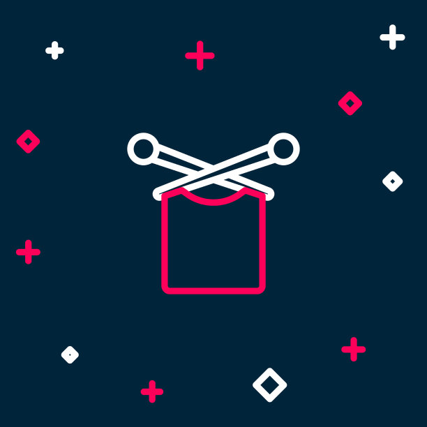 线针织图标孤立在蓝色背景图片下载