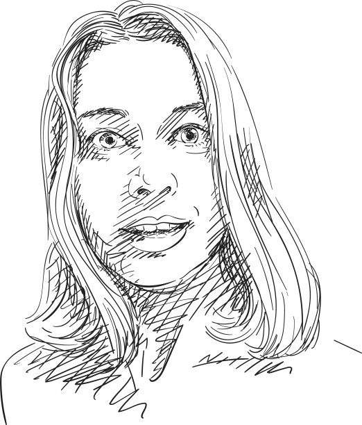 美丽惊讶的女人的肖像素描手图片下载