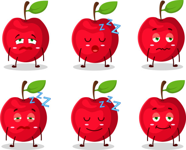 卡通人物樱桃昏昏欲睡的表情图片下载