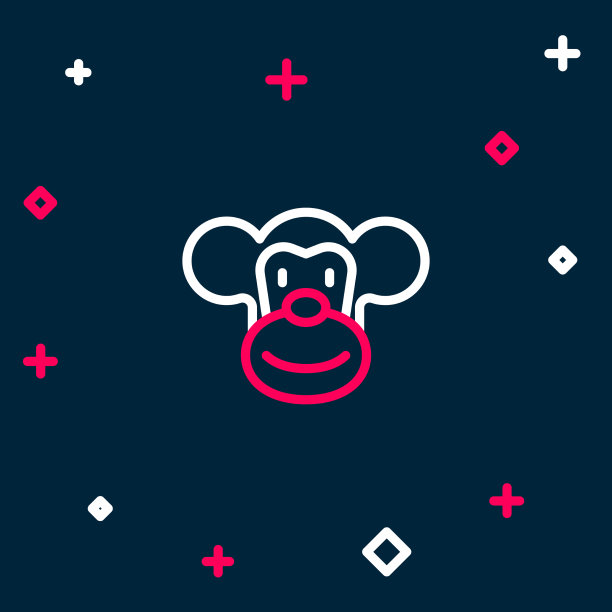 线猴图标孤立在蓝色背景图片下载