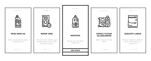 洗涤剂有机洗衣皂Onboarding图标设置向量图片下载