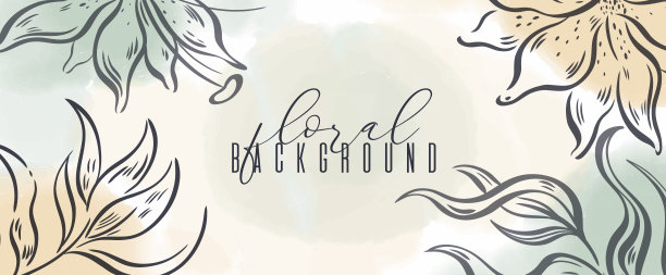 花架横向有机设计产品。树叶和树枝优雅的手绘线条风格。图片下载