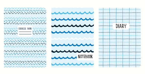 封面页模板与手绘网格线，波浪线。头孤立的,可替换的图片下载