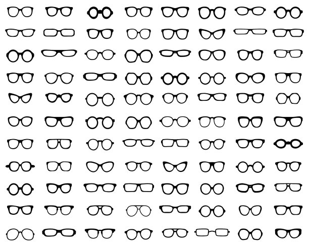 不同眼镜的轮廓图片下载