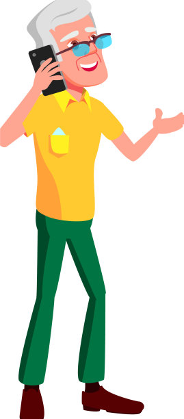 一名老人在户外用智能手机聊天图片下载