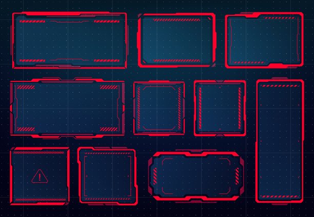 HUD危险，警告和警告注意红色框图片下载