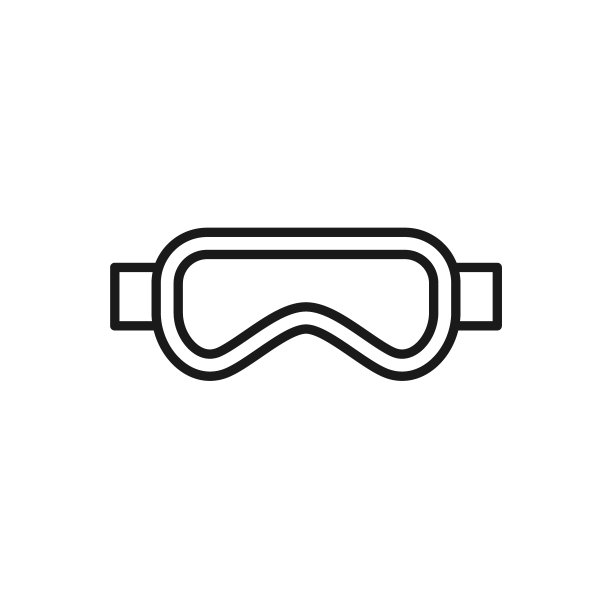 孤立的黑线图标滑雪板面具的白色背景。概述护目镜。标志平面设计。冬季山地运动器材。图片下载