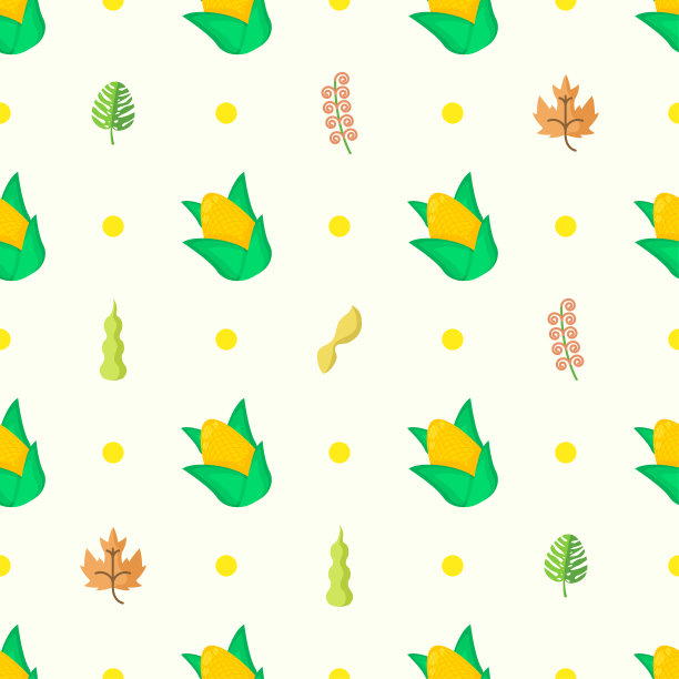 无缝图案抽象元素蔬菜食物玉米与叶子矢量设计风格背景插图纹理打印纺织品，服装，礼品包装，墙纸，粉彩图片下载