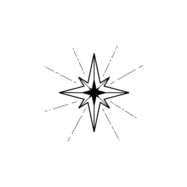 手绘装饰天星。精神象征天国。隔离在白色背景上的魔法护身符。图片下载