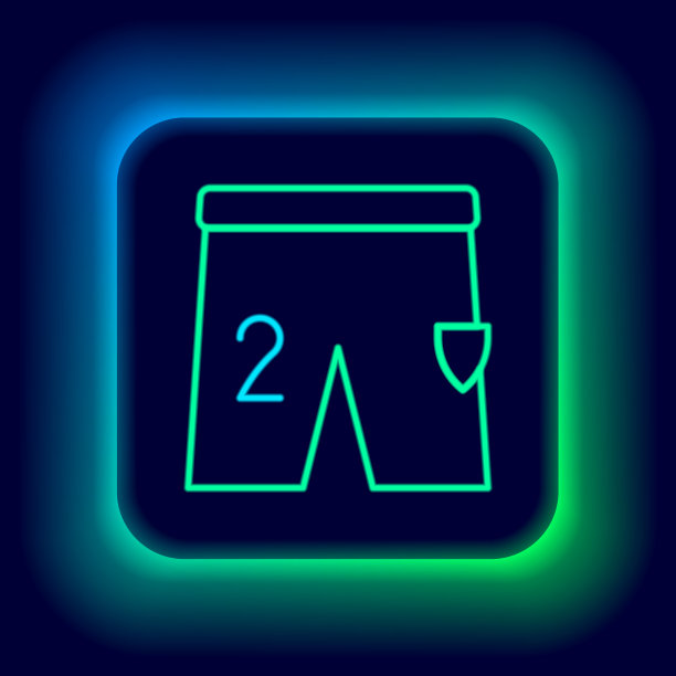 发光的霓虹灯线短裤足球图标图片下载