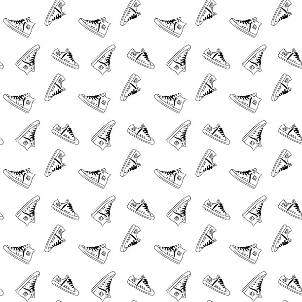 无缝线性图案与运动鞋。Doodle-style插图。设计服装，t恤，连衣裙，面料。图片下载