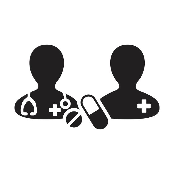 医生与病人医疗咨询图标（药丸和药片）图片下载