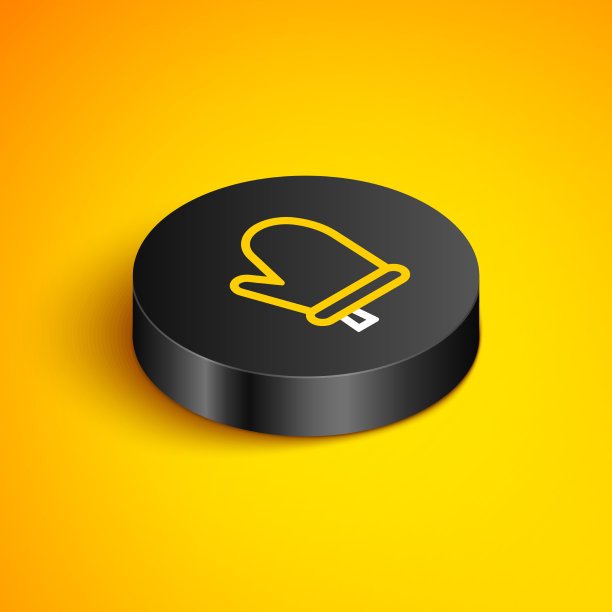 等距线烘箱手套图标隔离在黄色上图片下载