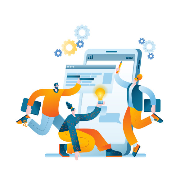 一组开发人员创建了一个移动应用程序。图片下载