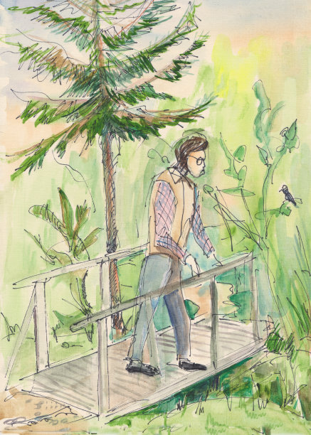 站在桥上的人图片下载