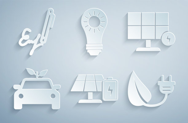 设置太阳能电池板和电池环保汽车图片下载