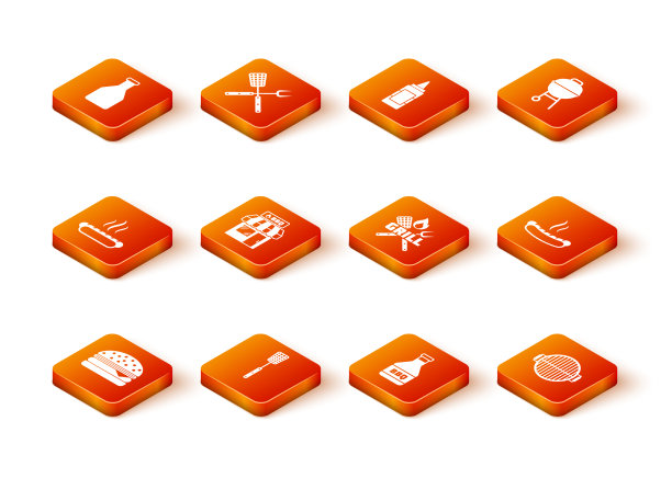 设置汉堡烧烤铲热狗三明治图片下载