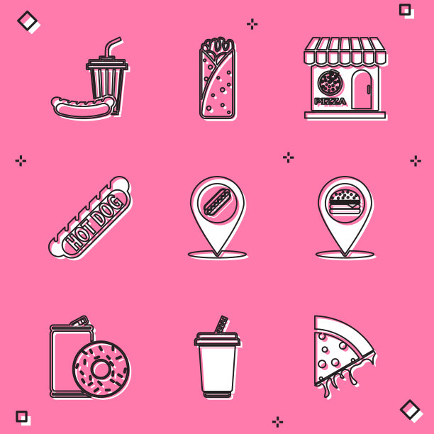 苏打水和热狗卷披萨店图片下载