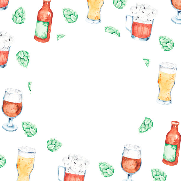 水彩画和啤酒节啤酒图片下载