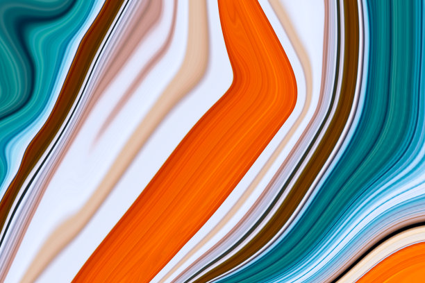 彩色大理石墨水。橙色和蓝色大理石图案纹理抽象的背景。可用于背景或壁纸，流动墨水图片下载