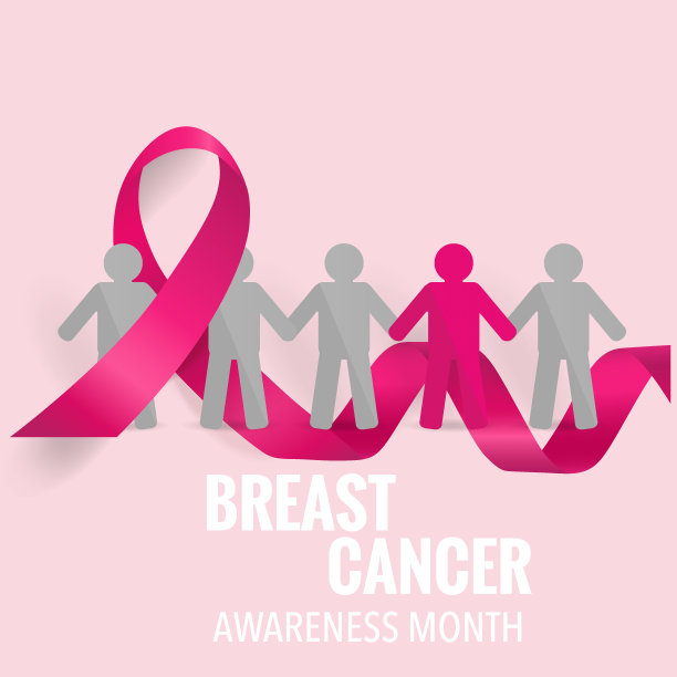 乳腺癌宣传月的背景设计。乳腺癌意识粉红丝带。矢量图图片下载