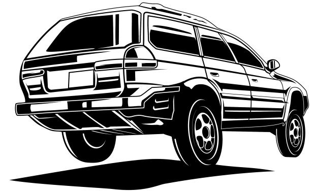 轮廓车或黑白车图片下载